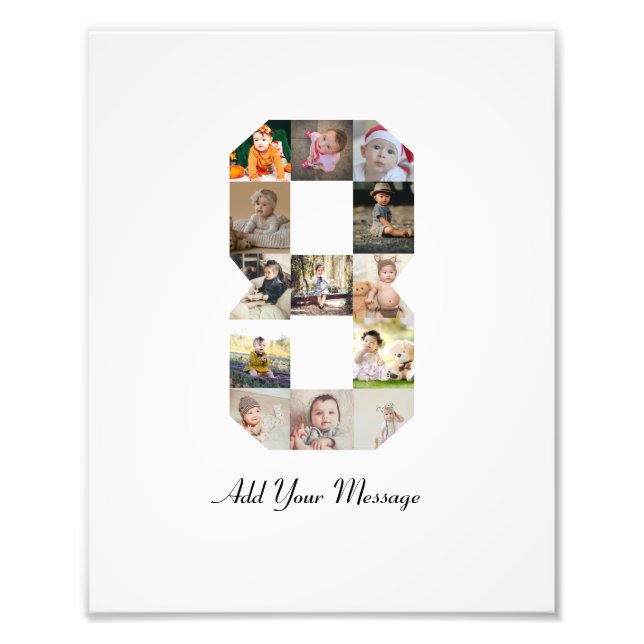 Colagem de Fotos Número 8 Preto e Branco (Frente)