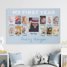 Colagem de Fotos Personalizada de 12 Meses do Prim