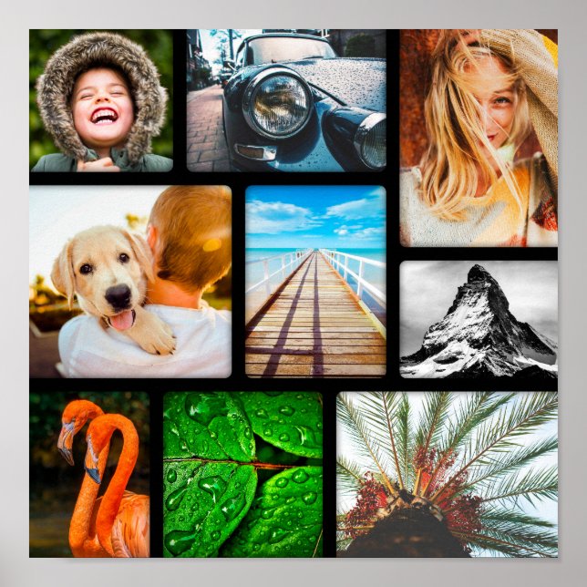 Colagem de Fotos Personalizada do Poster 9 Preto (Frente)