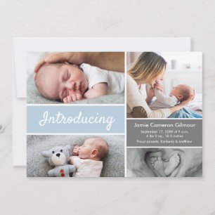 Colagem de Fotos Personalizadas de Bebê Azul Branc