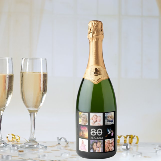 Colagem de fotos pretas 80 festa de aniversário (Criador carregado)