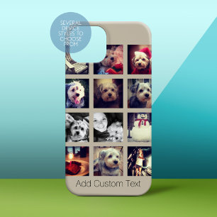 Colagem de fotos quadradas com fundo esticado