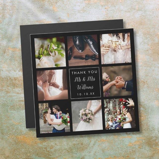 Colagem de Fotos Simples de Casamento de Script Ob (Simple Script Wedding Photo Collage Thank You)