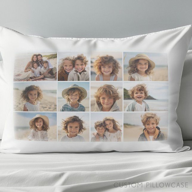 Colagem de Grade de Fotos 12 - Fundo Branco (Custom Pillowcase with Photo Collage)