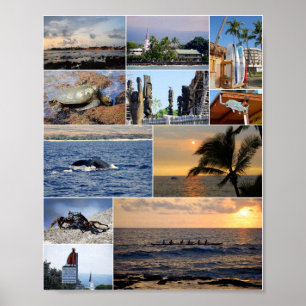 Colagem de Kailua Kona Hawaii 8 X 10 Poster