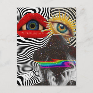 Colagem de Mídia Mista Surrealista Cartão Postal