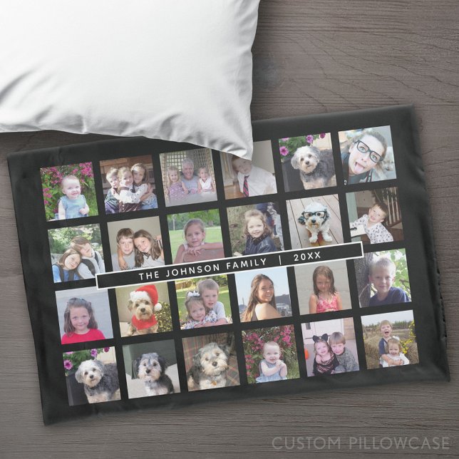 Colagem de Modelo de Foto 24 com Texto Personaliza (Custom Pillowcase)