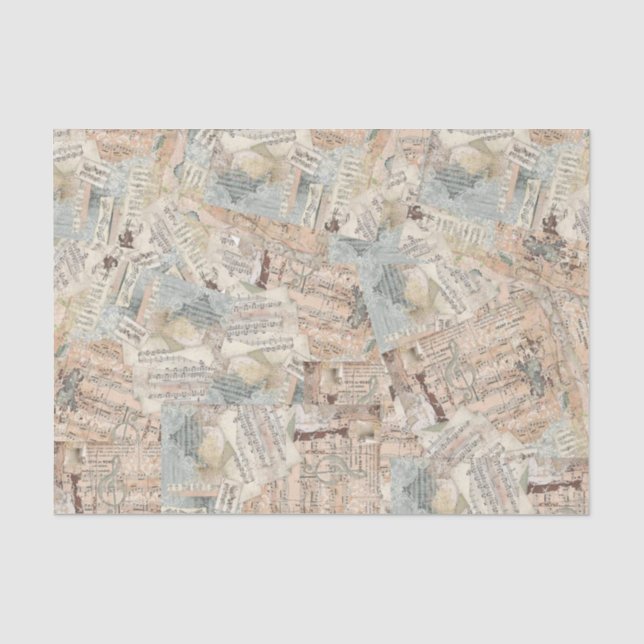 Colagem de papel de seda ou decoupage de folhas de (Frente )