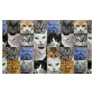 Colagem de Rostos de Gatos Costura Tecido Artesana