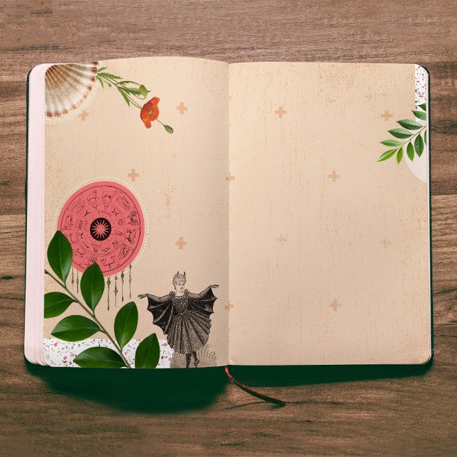 Colagem de Vintage - Dissociação - Papel de Diário (Art Junk Journal Printed Paper Sheet in Modern Collage design, leafy, horoscope wheel, terrazzo.)