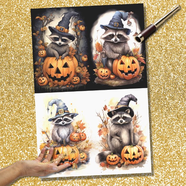 Colagem do Halloween Raccoon 1 Papel de Decoupage (Criador carregado)