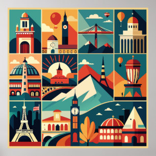 Colagem do Poster de viagens Retroativo