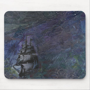 Colagem escura Mousepad do navio do céu