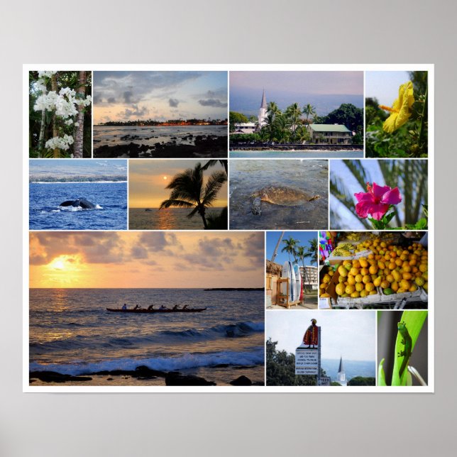 Colagem Kailua-Kona Hawaii 20 x 16 Poster (Frente)