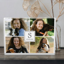Colagem personalizada de 4 fotos com monograma e n