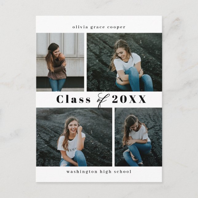 Colagem Refinado EDITÁVEL COR Cartão de Formatura (Frente)