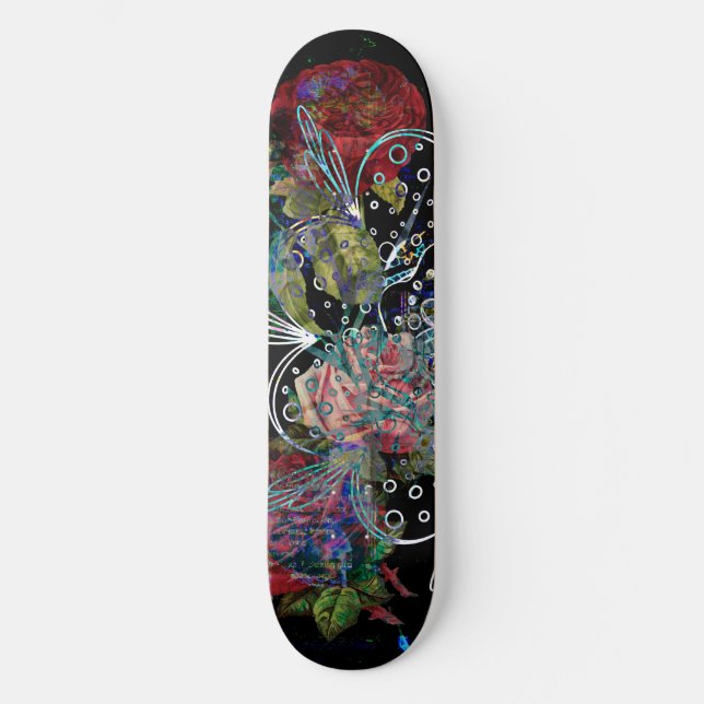 Colagem Sobreposição de Rosas Vários Designs Skate (Frente)