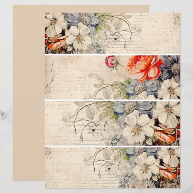 Colagem Vintage de Flores 1 (Frente/Verso)