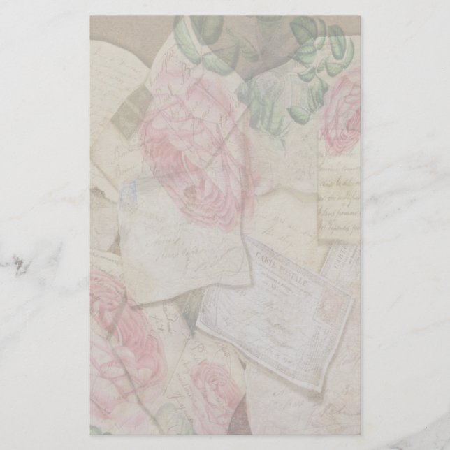 Colagem Vintage, Letras Francesas e Cartões de Pos (Frente)