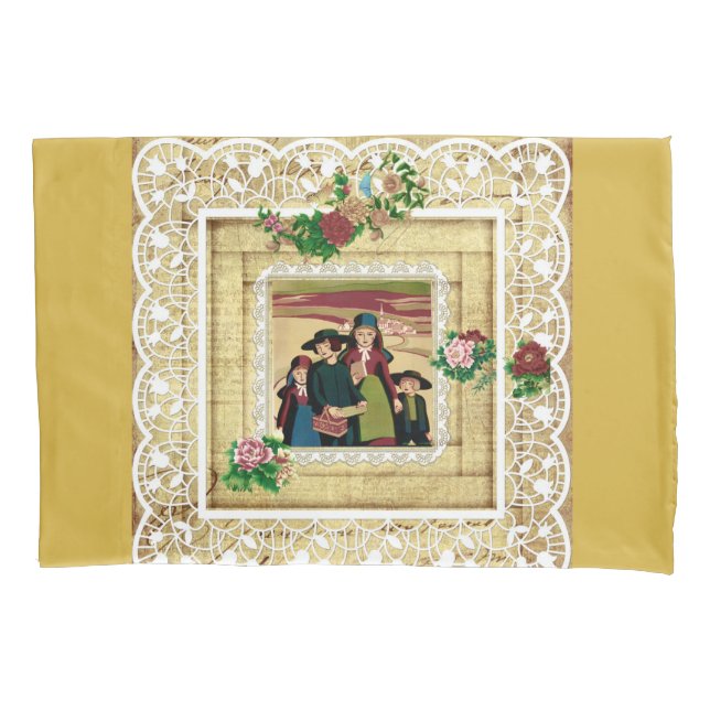 Colagem Vintage Retro com rendas e flores (Frente)
