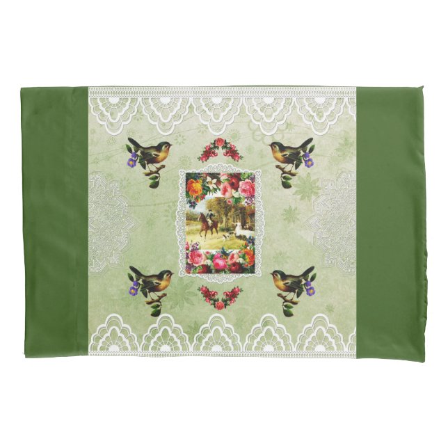 Colagem Vintage Retro com rendas e flores (Frente-Esquerda)