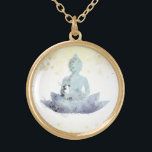 Colar Banhado A Ouro *~* AP33 Dusty BLUE Buddha Botânica Lotus<br><div class="desc">(( ID de pesquisa AP33 para designs semelhantes )) Simples e Minimal Abstrato Boho Zen Watercolor com áreas DOURADAS. Há opções em forma e cores de revestimento metálico em Prata e Placa Dourada. * Garland Botânica Boêmica Energeticamente Avançada / Floral Buquê / Flores Pastel Moderno Popular Suavemente Colorido Buda Artística...</div>