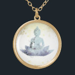 Colar Banhado A Ouro *~* AP33 Dusty BLUE Buddha Botânica Lotus<br><div class="desc">(( ID de pesquisa AP33 para designs semelhantes )) Simples e Minimal Abstrato Boho Zen Watercolor com áreas DOURADAS. Há opções em forma e cores de revestimento metálico em Prata e Placa Dourada. * Garland Botânica Boêmica Energeticamente Avançada / Floral Buquê / Flores Pastel Moderno Popular Suavemente Colorido Buda Artística...</div>