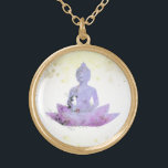 Colar Banhado A Ouro *~* AP33 Lotus Botânico Buda Roxo<br><div class="desc">(( ID de pesquisa AP33 para designs semelhantes )) Simples e Minimal Abstrato Boho Zen Watercolor com áreas DOURADAS. Há opções em forma e cores de revestimento metálico em Prata e Placa Dourada. * Garland Botânica Boêmica Energeticamente Avançada / Floral Buquê / Flores Pastel Moderno Popular Suavemente Colorido Buda Artística...</div>