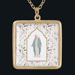 Colar Banhado A Ouro Bela Mãe Católica Bela Mãe Floral<br><div class="desc">Com uma elegante floral de aquarela e design abençoada,  esses colares são perfeitos para meninas e mulheres que têm uma devoção a Mary. Localizar itens correspondentes no meu compro.</div>