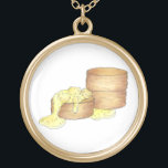 Colar Banhado A Ouro Biscoitos e Comida de café da manhã sulista de sal<br><div class="desc">Design apresenta uma ilustração original de um prato clássico do café da manhã ao sul: biscoitos e molho de salsicha! Esta ilustração de biscoitos e moléculas de molho também está disponível em outros produtos. Não vê o que está procurando? Precisa de ajuda para a personalização? Entre em contato com Rebecca...</div>