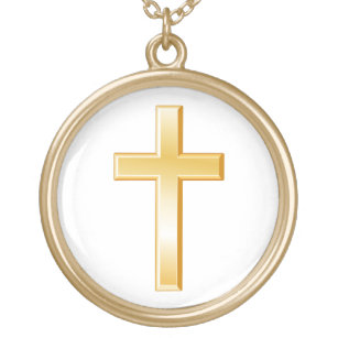 Colar Banhado A Ouro Christian Cross Necklace