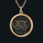 Colar Banhado A Ouro Corações do ouro - Aniversário Dourado<br><div class="desc">Corações de ouro elegantes e números cintilantes de ouro. 50º aniversário de casamento</div>