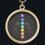 Colar Banhado A Ouro *~* Curve Os Símbolos Chakra. Mãos de cicatrização<br><div class="desc">JOIAS poderosas E Douradas COM INTENÇÃO (R) - Joias Energeticamente Avançadas. Chakra e a cura de mãos num fundo negro. Como curador de energia espiritual a distância profissional desde 2001, aprendi, desenvolvi e utilizei o poder da intenção de cura de energia. Todo meu judeu com intenção (R) carregar a energia...</div>