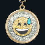 Colar Banhado A Ouro *~* Dourado Sorriso de Suor de Banda do Emoji AP41<br><div class="desc">(ID de pesquisa AP41 para Emoji e id AP40 para designs semelhantes de joias da bateria em vários produtos ) EMOJI NECKLACE GRINNING FACE WITH ONE BEAD OF SWEAT EMOJI * Tendência divertida contemporânea melhorada Energeticamente FACE DE GOLETO AGUENTO COM UM design EMOJI BEAD com um falso Fundo da pata...</div>