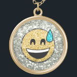 Colar Banhado A Ouro *~* Dourado Sorriso de Suor de Banda do Emoji AP41<br><div class="desc">(ID de pesquisa AP41 para Emoji e id AP40 para designs semelhantes de joias da bateria em vários produtos ) EMOJI NECKLACE GRINNING FACE WITH ONE BEAD OF SWEAT EMOJI * Tendência divertida contemporânea melhorada Energeticamente FACE DE GOLETO AGUENTO COM UM design EMOJI BEAD com um falso Fundo da pata...</div>