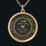 Colar Banhado A Ouro Elegante Black & Dourado 50º Aniversário de Casame<br><div class="desc">50º aniversário de casamento entre o negro e o ouro</div>