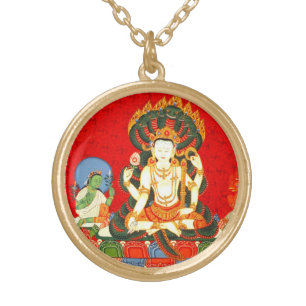 Colar Banhado A Ouro Encanto Hindu da bijutaria do vintage de Vishnu