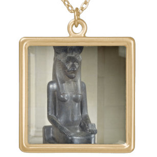 Colar Banhado A Ouro Estátua da deusa leão-dirigida Sekhmet, do th