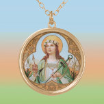 Colar Banhado A Ouro Filomena (BK 005)<br><div class="desc">Image Credit (BK 005): Imagem antiga de Rua. Philomena de um impressão de devoção cromolithográfica do final do século XIX,  originalmente publicado por B. Kühlen,  Mönchengladbach,  Alemanha,  da coleção privada de efemérsia religiosa do designer.   Banquete: 11 de agosto</div>