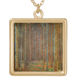 Colar Banhado A Ouro Gustav Klimt - Floresta dos Pinheiros de Tannenwal