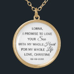 Colar Banhado A Ouro Mãe personalizada do presente do noivo da noiva<br><div class="desc">Presente bonito e clássico para a mãe do NOIVO da noiva personalizada com a mãe do nome do noivo,  do nome da noiva,  e da data do casamento</div>