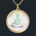 Colar Banhado A Ouro *~* Magenta Aqua Buddha AP33 Floral Lotus<br><div class="desc">(( ID de pesquisa AP33 para designs semelhantes )) Simples e Minimal Abstrato Boho Zen Watercolor com áreas DOURADAS. Há opções em forma e cores de revestimento metálico em Prata e Placa Dourada. * Garland Botânica Boêmica Energeticamente Avançada / Floral Buquê / Flores Pastel Moderno Popular Suavemente Colorido Buda Artística...</div>