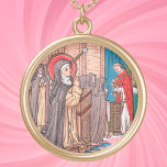 Colar Banhado A Ouro Milagre de Bl. Imelda Lambertini (VVP 010)<br><div class="desc">NOTA BEM: Dada a complexidade do design, o tamanho GRANDE funciona melhor. Mais Nascer para uma nobre família de Bolonha, Itália, abençoada Imelda Lambertini (1322-1333) foi uma criança precocemente religiosa dedicada às Ruas. Agnes de Roma; Mary, Rainha do Céu; e o Santo Eucarista. Aos cinco anos, ela construiu um oratório...</div>