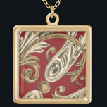 Colar Banhado A Ouro Motif Botânico Elegante com Folhagem Tan<br><div class="desc">Um original de Ethan Harper que apresenta uma folhagem de cor vermelha. Este elegante motivo botânico seria um presente de excelente para qualquer um que desfruta de cores audaciosas!</div>