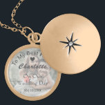 Colar Banhado A Ouro Noiva Dia de Festa, Dar Foto Personalizada<br><div class="desc">É um presente encantador para sua futura esposa estar no dia do seu casamento e fácil de personalizar sem custo extra.</div>