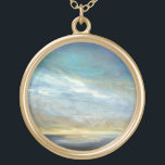 Colar Banhado A Ouro Nuvens Costeiras<br><div class="desc">Sheila Finch é uma artista contemporânea que adora pintar imagens elevatórias do céu, da terra e do atordoante cenário da Califórnia. Esta impressão de aquarela impressionante da costa da Califórnia cercada por nuvens foi oficialmente licenciada pelo World Art Group. Mostra raios de luz que respiram, a planar através do mar...</div>