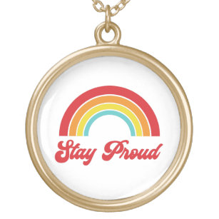 Colar Banhado A Ouro Orgulho gay orgulhoso do arco-íris da estada retro