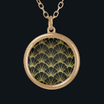 Colar Banhado A Ouro Padrão de Escala de Shell Dourada/Preto da Arte Re<br><div class="desc">Este belo Excelente Gatsby / design de colar inspirado nos anos 2000 tem um padrão de escala preto e dourado de repetição,  sofisticado,  em estilo clássico Edwardian / Art Deco. O design impresso é simples,  mas ousado e elegante.</div>