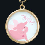 Colar Banhado A Ouro Porco voador "Hoge Kisses"<br><div class="desc">arte por estúdio de cacau</div>
