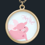Colar Banhado A Ouro Porco voador "Hoge Kisses"<br><div class="desc">arte por estúdio de cacau</div>